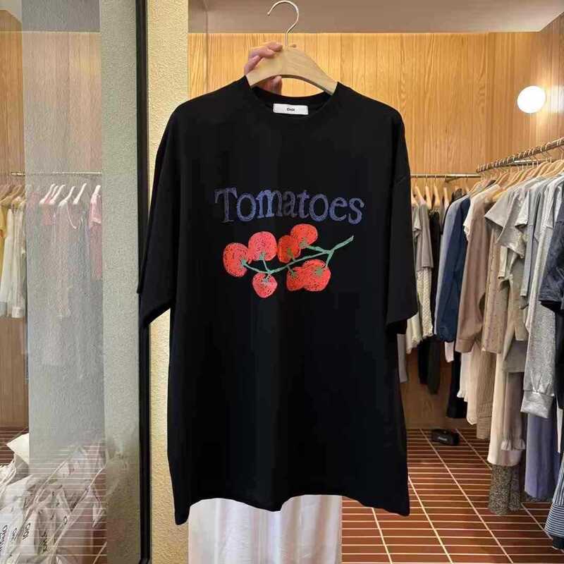 Korea Dongdaemun Purchasing Agent 2025 Summer New Style Small Tomato Printed Short-Sleeved T-Shirt Women's Loose Casual Top