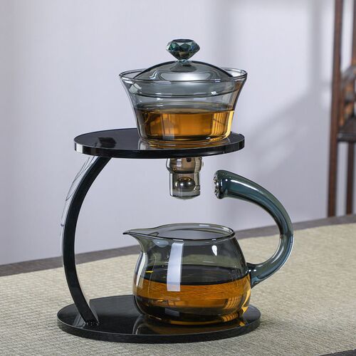 Creative Glass Tea Set for Home Magnetic Bubble Tea Pot Lazy Person Tea Maker Gongfu Tea Cup Glass Lantern Tea Set