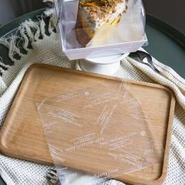 烘焙包装方形半透明磨砂切件蛋糕衬纸蛋糕慕斯玻璃英文垫纸花胶纸