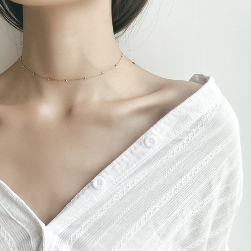 Choker Girl's Heartbeat Fine Necklace Korean Delicate Beaded Clasp Collar Necklace Simple Short Necklace