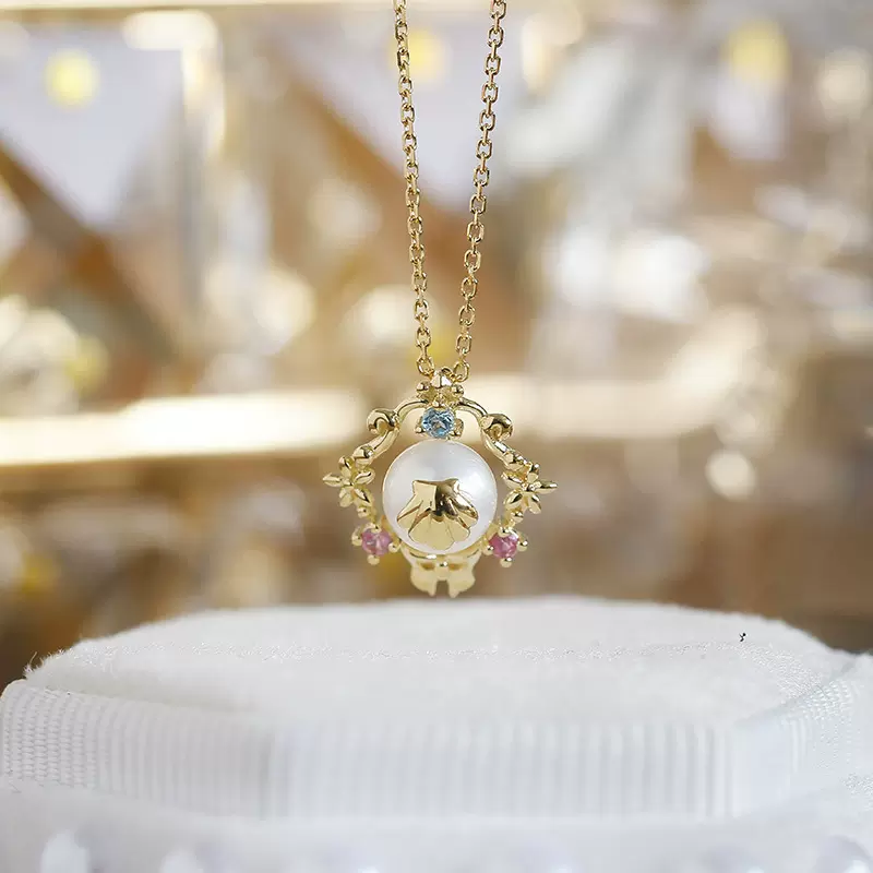 艺丽珠宝18k金淡水珍珠花环项链日系轻奢复古高级感锁骨链女 代发