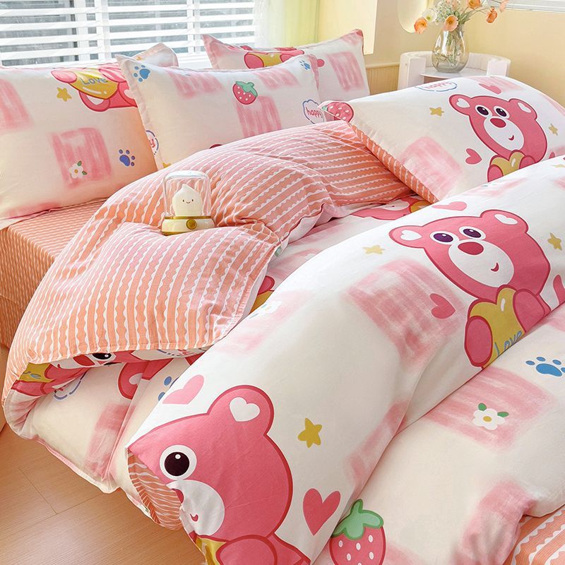 Cartoon coberta de edredón de algodón grueso de una sola pieza 1.5 dormitorio estudiantil 150x200x230 edredón único hogar