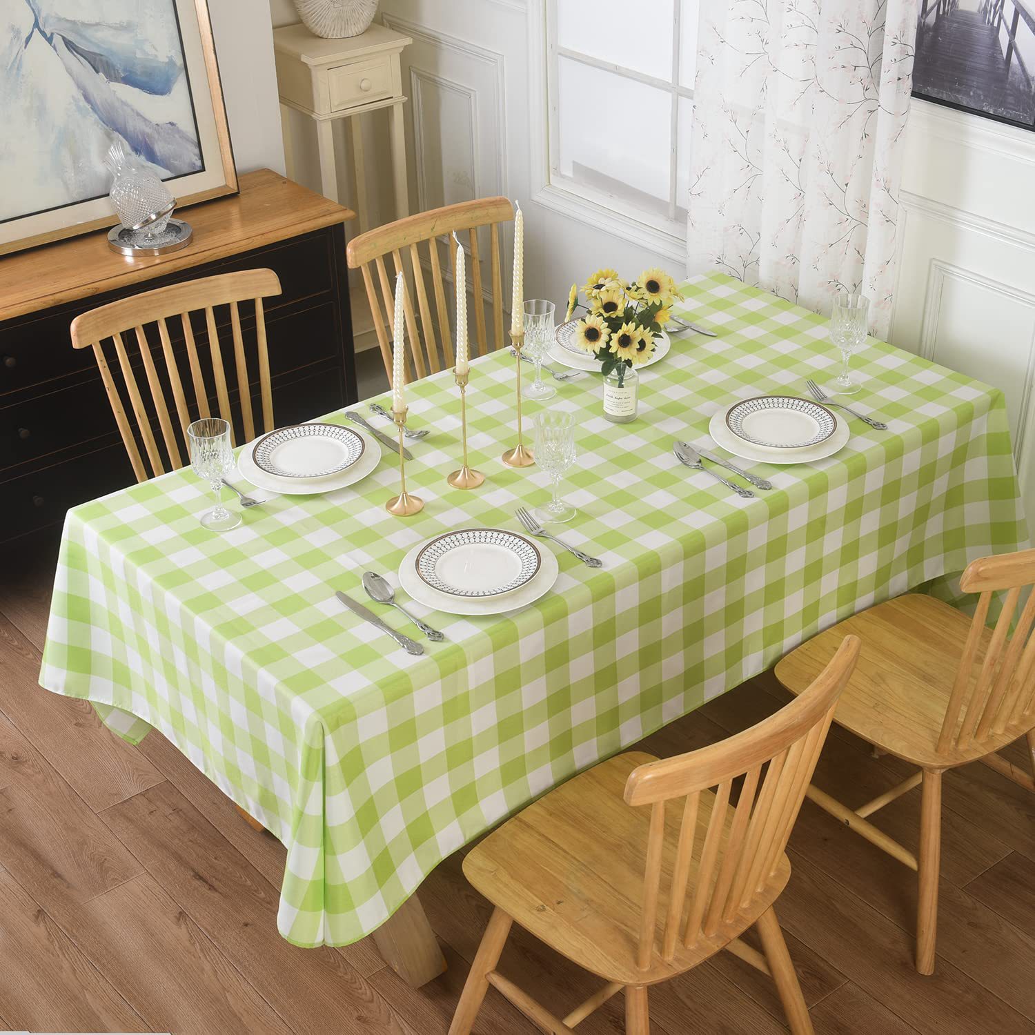 녹색과 흰색 격자 무늬