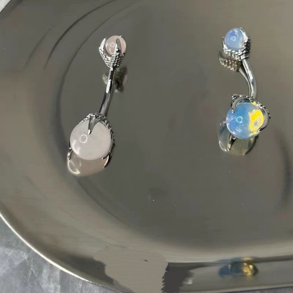 蛋白石肚脐钉 天然石水晶欧美时尚脐环 身体穿孔穿刺饰品跨境批发
