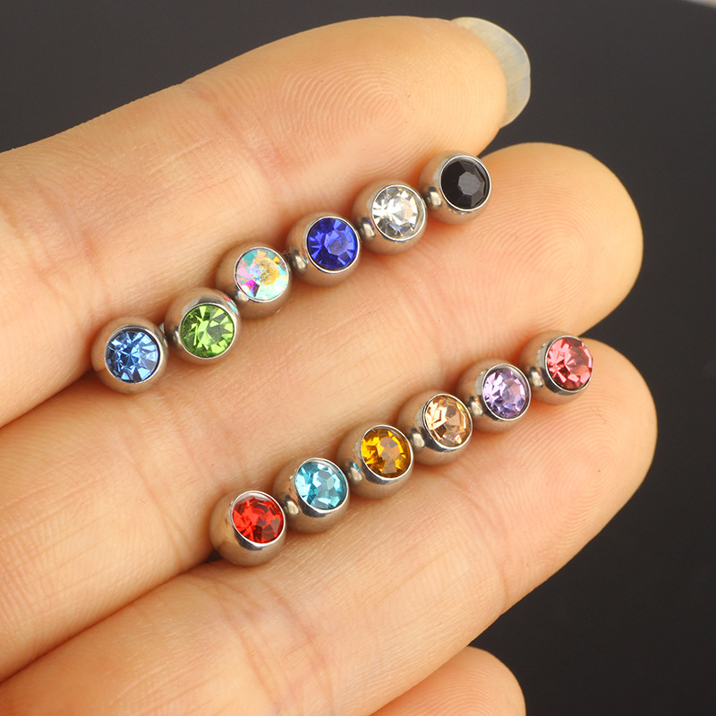 Wholesale 1.2mm Threaded Stainless Steel Ball Piercing Replacement Part for 1.6mm Horseshoe Ring Lip Nail detail image 11