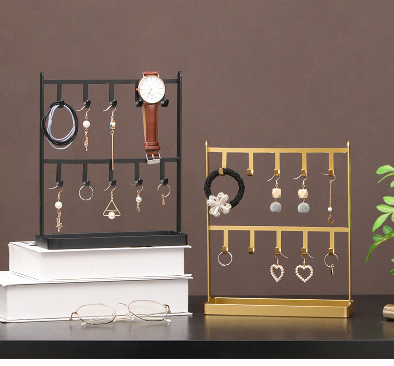 يتم تخزين المجوهرات المصنوعة من الحديد على سطح المكتب مع الأقراط القلادة ، وإطار العرض ، وإطار المفتاح المعلق في الشرفة ، إطار تخزين المجوهرات البسيط display picture 5