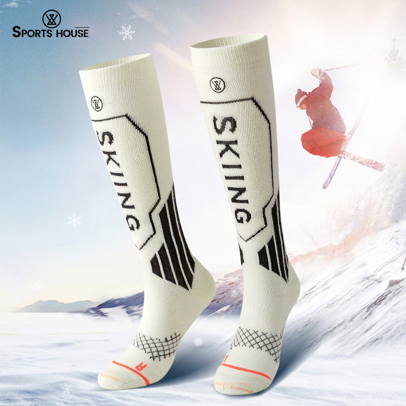 Ski Socks, Wool, Men's and Women'S, Autumn and Winter Outdoor Camping, Mountaineering, Snow Socks, Warm, Thickened, Compression Sports Stockings