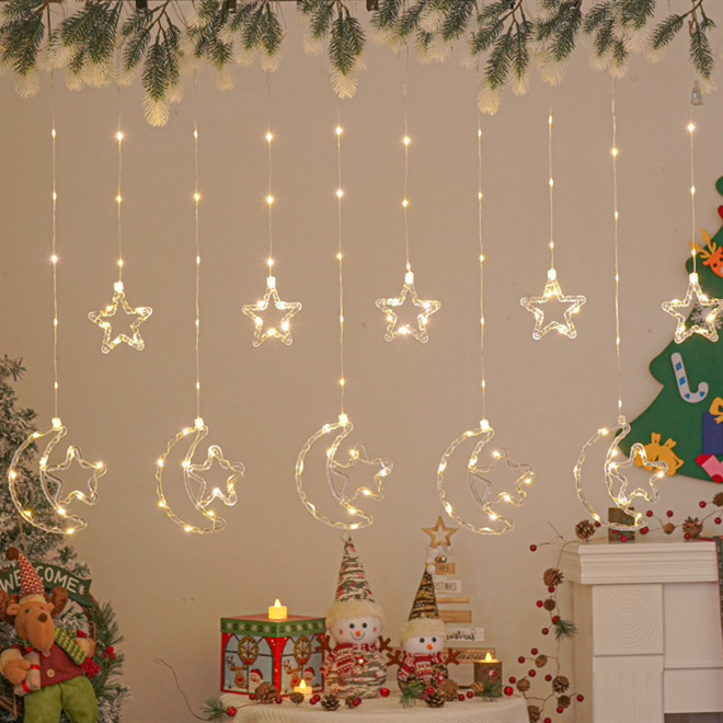 작은 별 + 달 포옹 스타 따뜻한 화이트