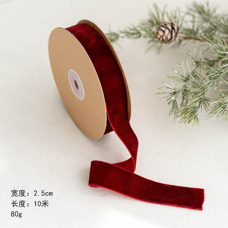 クリスマス装飾アマゾン1cm 2.5cmベルベット無弾片面植毛帯diy蝶ネクタイ部品包装袋|undefined