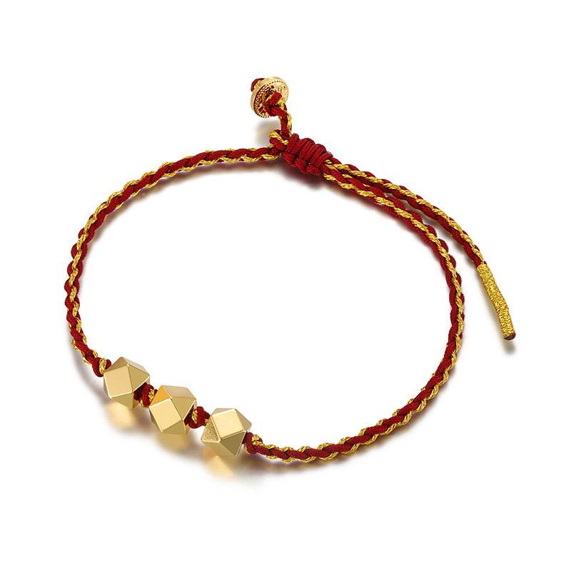 Xuping nuevo simple irregular geometría pulsera de cuerda roja aleación de cobre chapado 24k ajustable joyería de Año Nuevo mujer