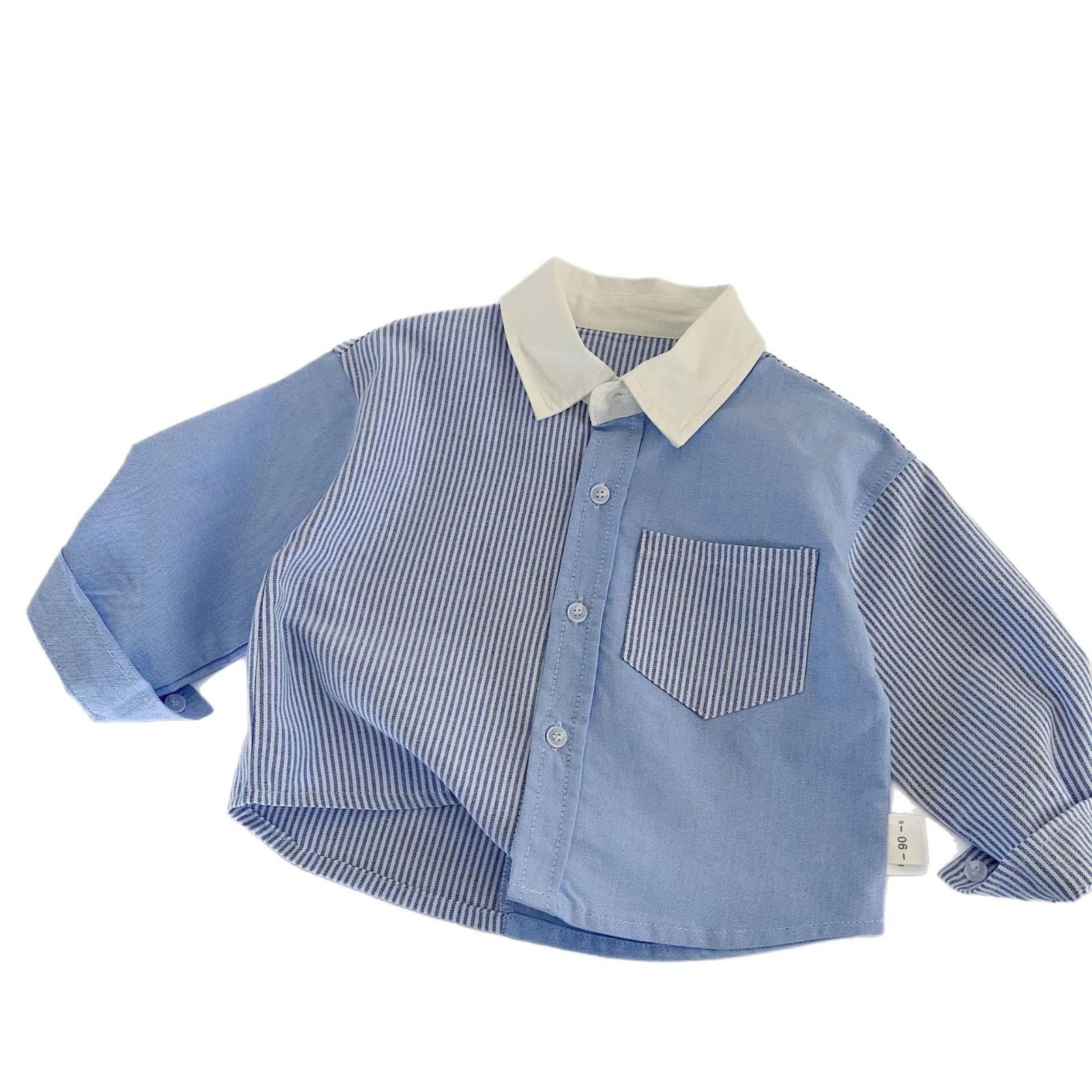 Camisas para niños Mai Bao 2025, nuevo otoño para hombres y mujeres, camisas de collar a rayas para niños, ropa de otoño coreana al por mayor