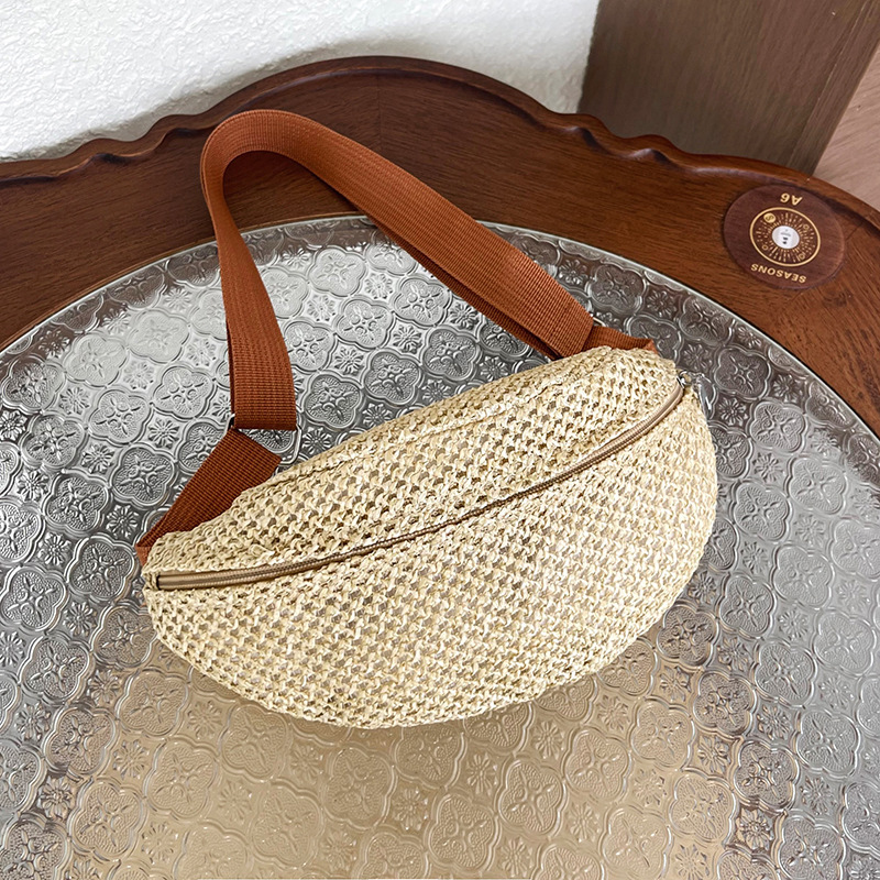Bolso de paja para mujeres 2026 nueva moda de verano de moda versátil de un solo hombro playa trenzado bolso de pecho casual para mujeres