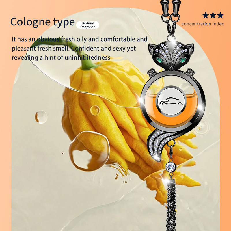 Car hanging – Qìchē Freshener Pendant - fox-gunmetal-alloy-pendant-with-cologne-fragrance-small-car-logo