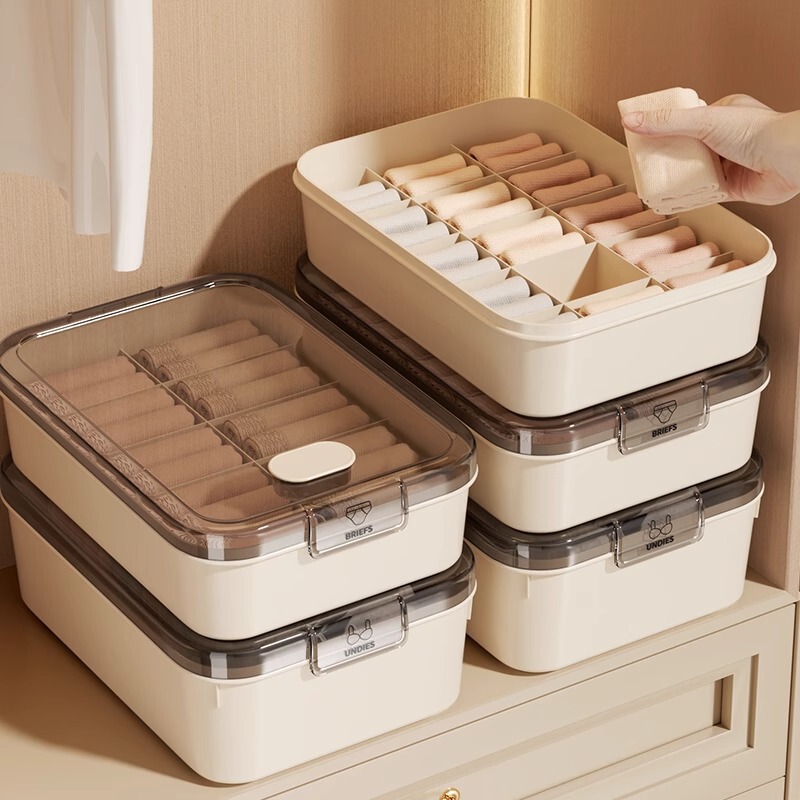アロマセラピー収納付き下着収納ボックスプラスチックボックス家庭用スリーインワン衣類コンパートメント収納ボックス|undefined