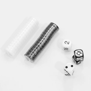 一套黑白色双陆棋棋子 骰子 倍数骰子 亚克力材质的西洋双6棋子