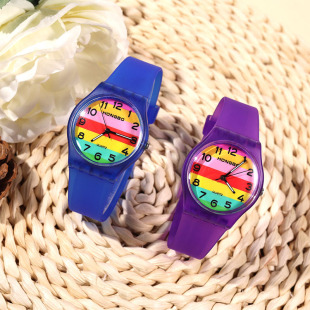 HONGBO new style elementary school students only look at the time waterproof electronic watch colorful jelly color versatile quartz watch for men and women