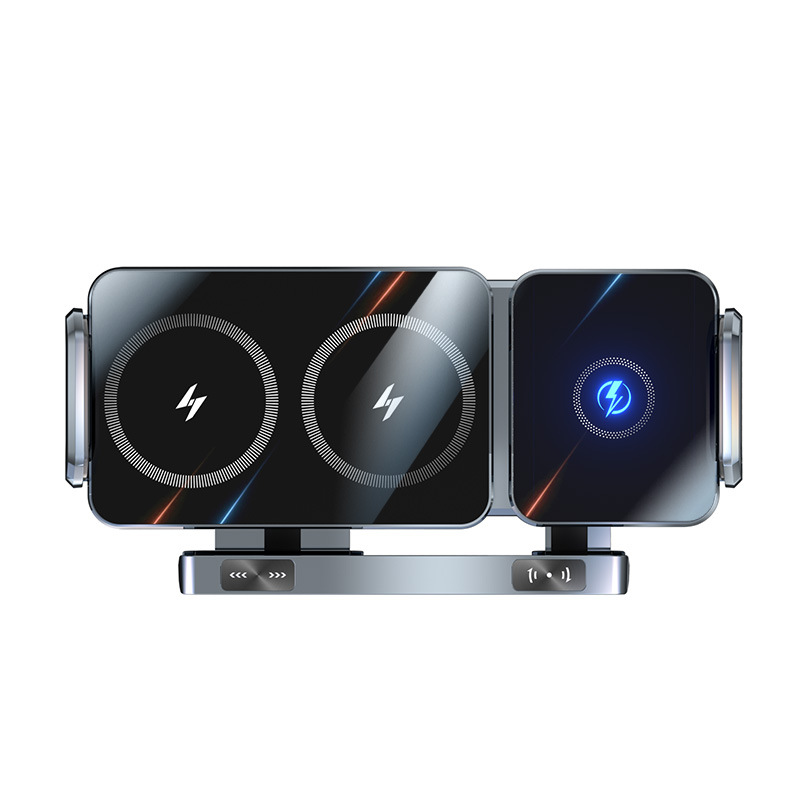 Nuevo soporte de teléfono móvil de pantalla plegable cargador rápido inalámbrico interior de automóvil cargador inalámbrico general de teléfonos móviles suministros automotrices