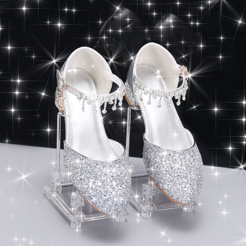 Princess Shoes Girls Show Performance Competition Dance Performance Stage Host High-heeled Shoes Girls Dress Shoes