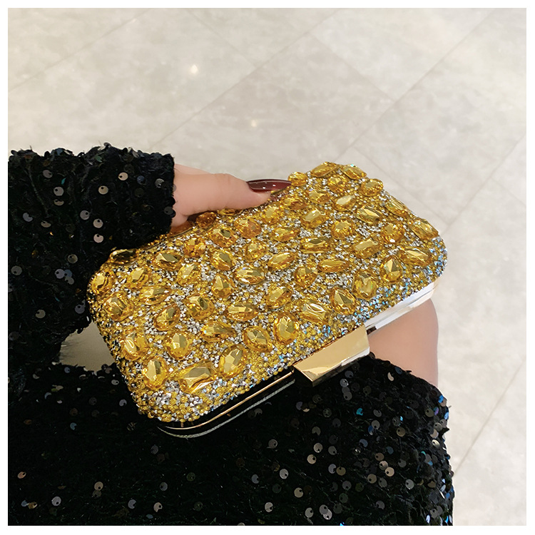 New cross-border full-diamond shiny bags, diamond-encrusted clutch bags, dinner bags, wedding banquet bags, party bags, small square bags and women's bags undefined