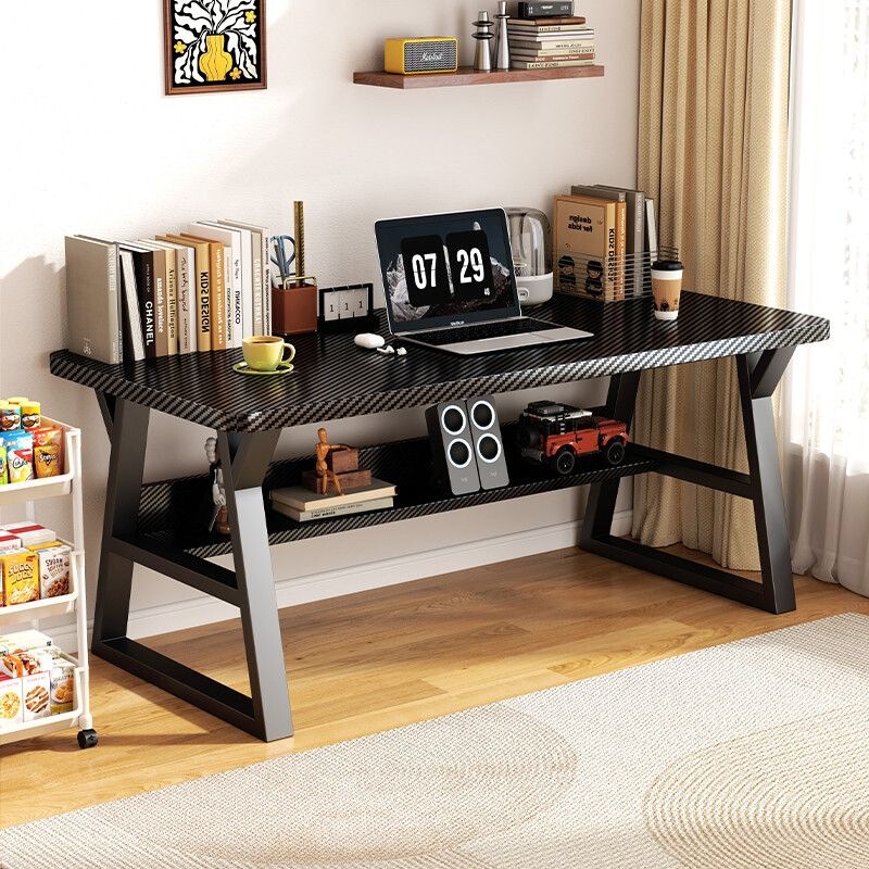 E-sports desk, simple modern home writing desk with integrated bookshelf, student study bedroom computer desk