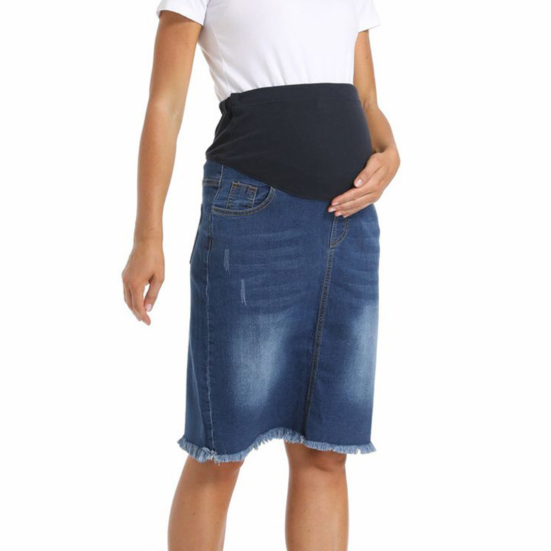 Plus-Size Maternity Denim Skirt, One-Piece Drop-Shipping Service, European and American Size Maternity Wear, Elastic Belly-Support Maternity Skirt, Exclusively for Cross-Border Sales