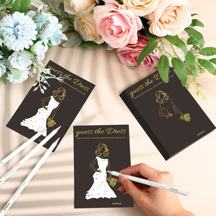 In-Stock Gold Foil Black Card Bridal Shower Gift Set Dress Set Hand-Painted Wedding Card Greeting Card for Wedding Scene Use