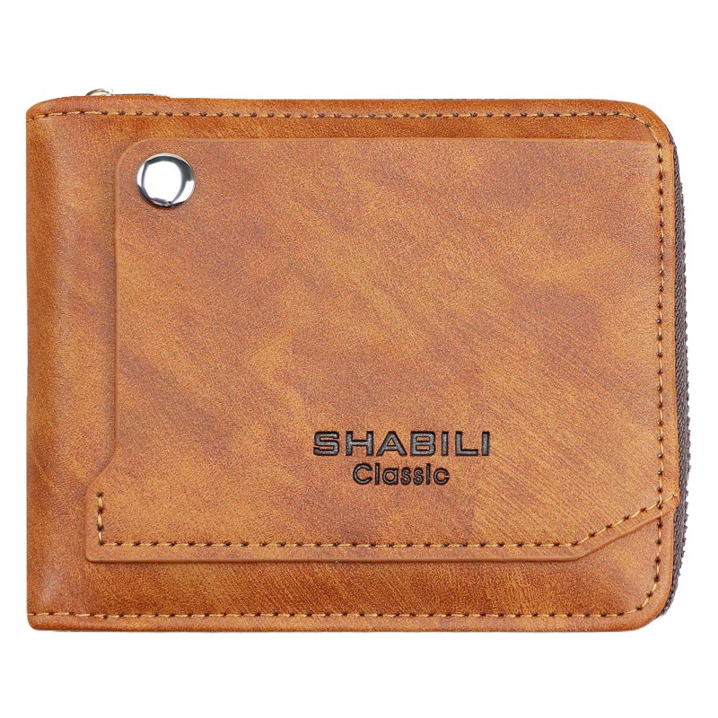 2026 Men's Short Wallet with External Card Slot, Student Wallet, Men's Multifunctional Large Capacity Small Card Holder, Portable Coin Purse