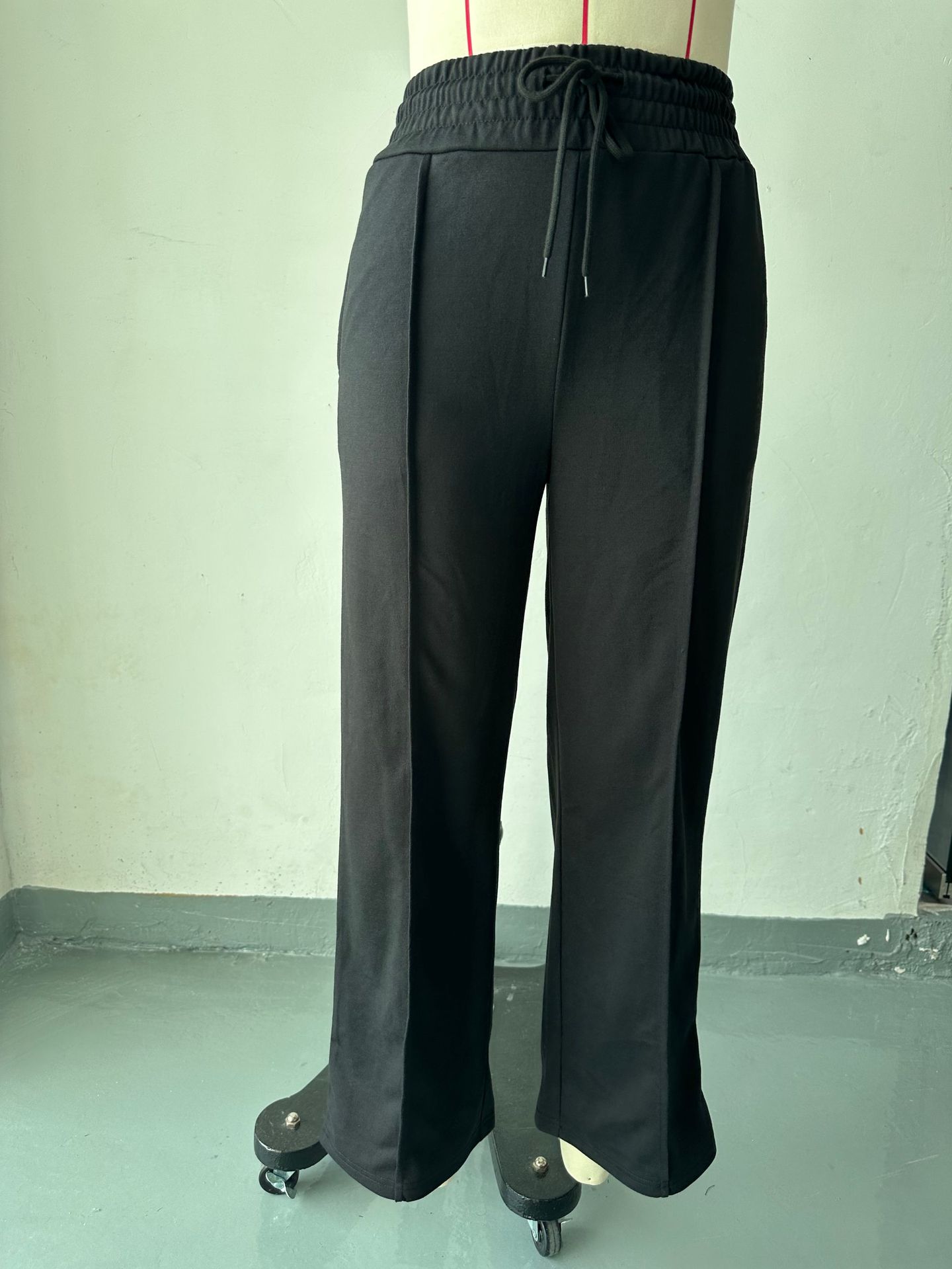 امرأة اليومي ملابس الشارع اللون الصامد مكتمل الطول السراويل بنطال واسع الساق display picture 7