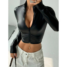 U 27545 Zipper slim crop top �������ö̿��¿羳����ͨ��