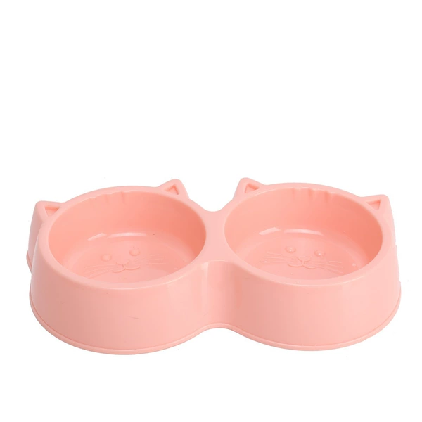 Cat head double bowl+pink