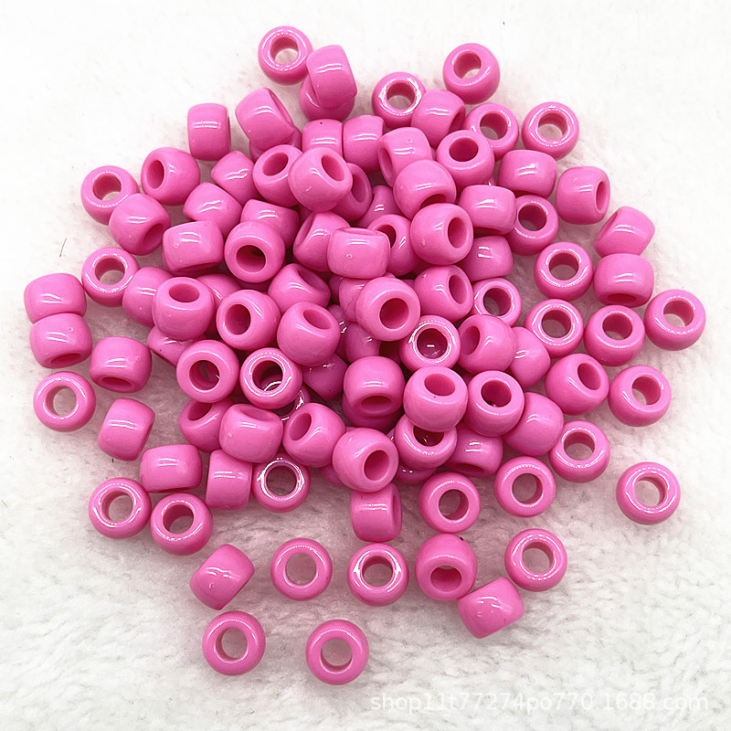 50個の6x9mmの大きな穴の玉のカラーの桶の玉のアクリルの材料のポニービーズのお下げのかつらの数珠の散珠|undefined
