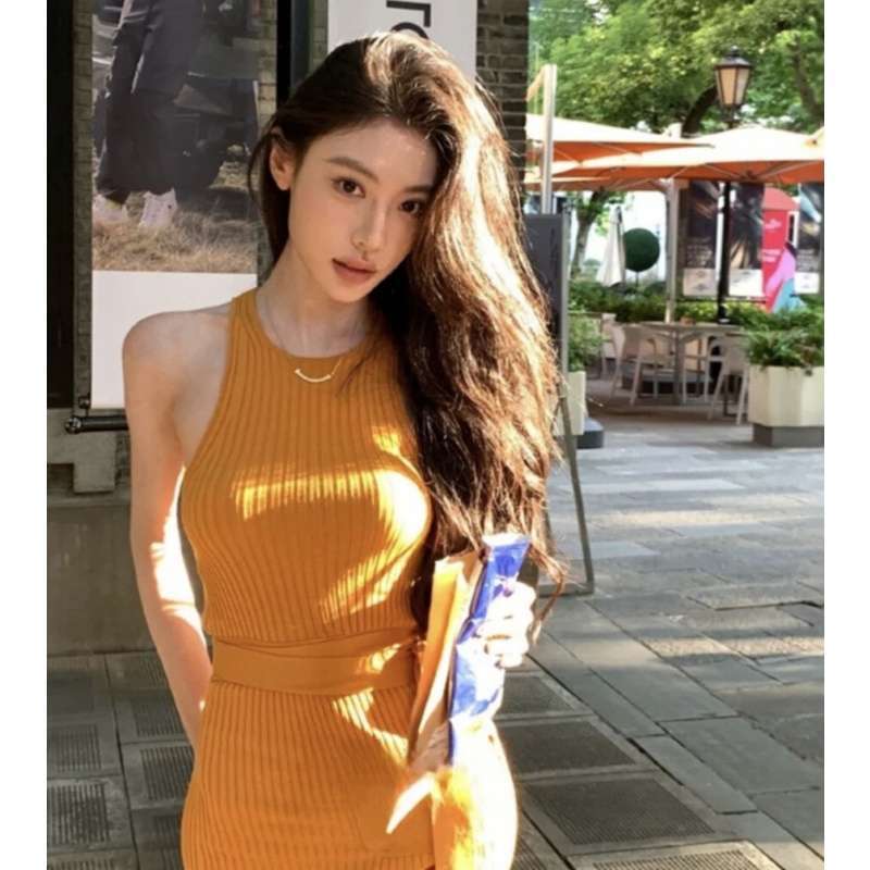Korean-Style Balmain Lace-Up Ice Silk Dress, European and American Style Nightclub Sweet and Spicy Bodycon Slit Ol Long Dress Korean-Style Balmain Lace-Up Ice Silk Dress, European and American Style Nightclub Sweet and Spicy Bodycon Slit Ol Long Dress
