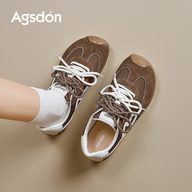 Augu Shi Deng marrón zapatos de entrenamiento para mujeres 2025 nuevo otoño invierno grueso zapatos de skate retro ballet Gump zapatos deportivos