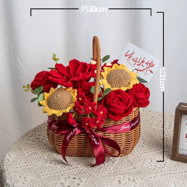 Big, knitted, handheld, red, wide color palette
