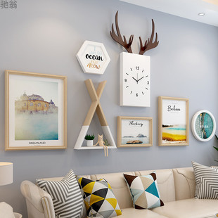 Scandinavian Style Photo Wall Without Punching, Popular Background Wall Decorations, Creative Living Room and Restaurant Photo Frame Wall Hanging Combination