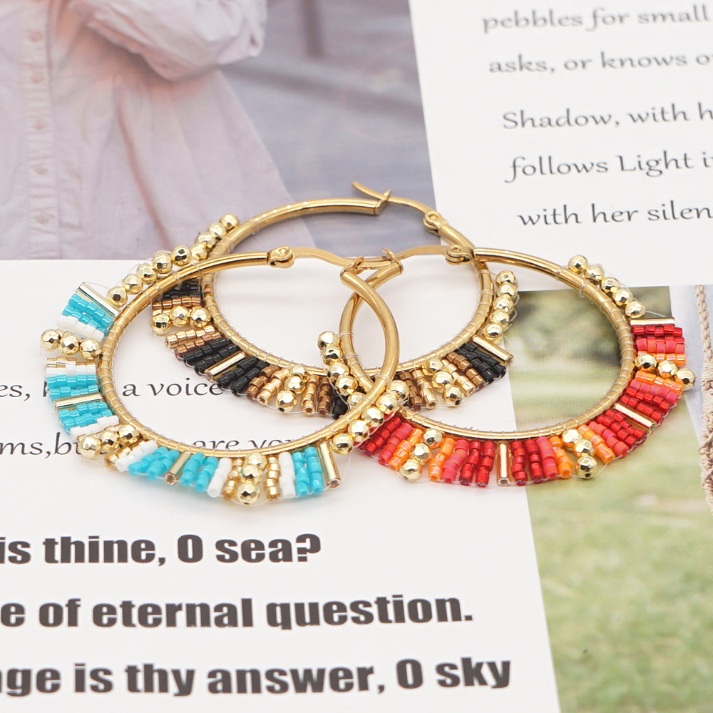 Retro Multicolor Alloy Beaded Womenu0027S Earrings 1 Pair
