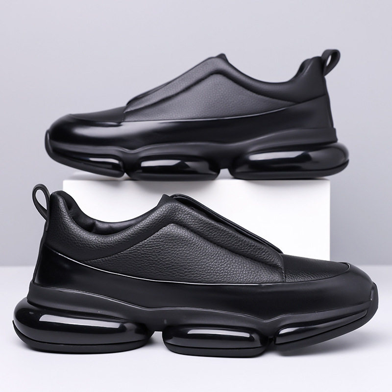 Giày thể thao nam cổ cao dáng sneaker buộc dây, đế bằng chống trơn trượt, thoáng khí — Màu đen, màu xanh