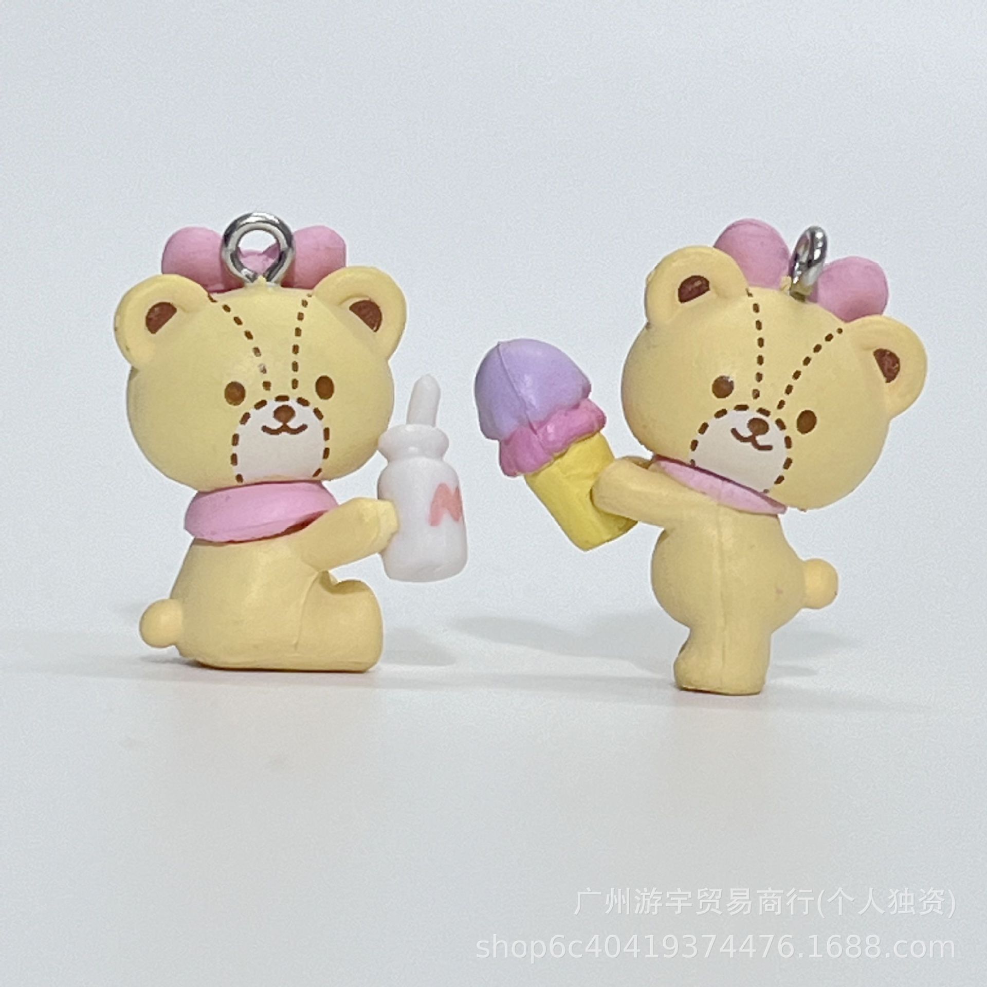 (2개) 미니 네일 키튼 버니 베어 폰 케이스 체인 펜던트 백 장식 DIY 펜던트 액세서리