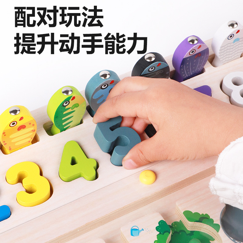 CE CPC madera multifuncional tablero logarítmico laberinto caminar digital forma figura de la fruta pesca cognitiva juguete
