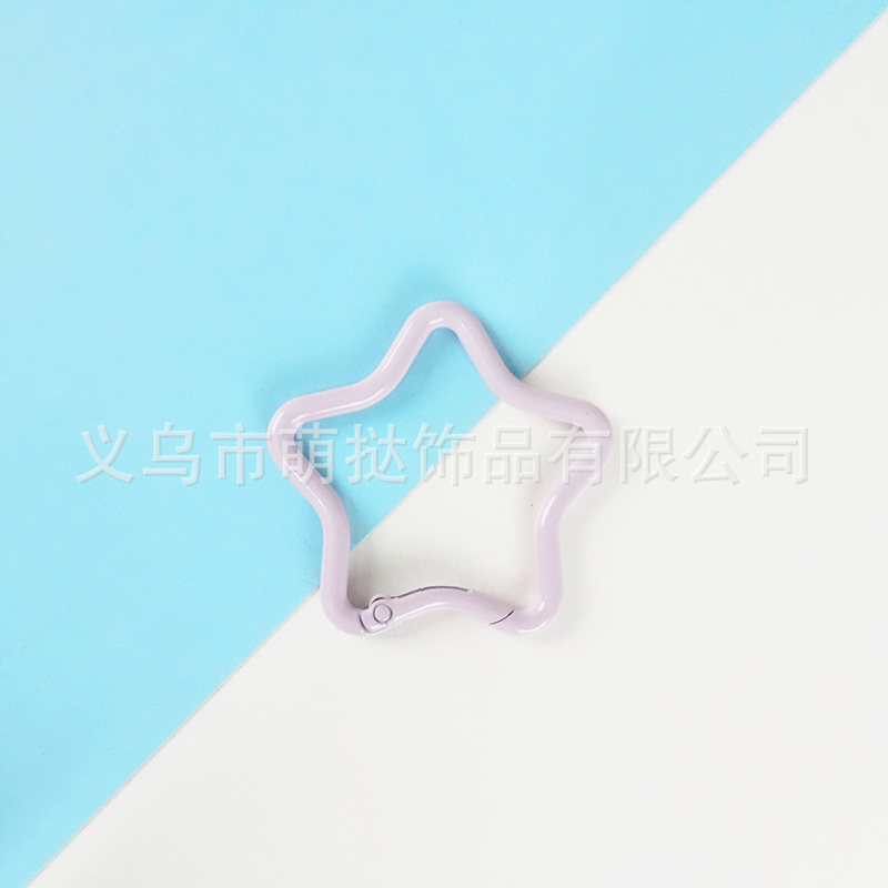 马卡龙彩色烤漆合金五角星钥匙扣糖果色背包外挂挂钩diy饰品配件|undefined