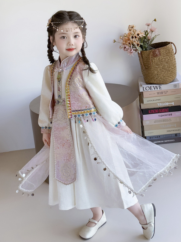 新款2025唐装女童秋季古装国风儿童民族服古风时尚女孩洋气女童裙|undefined