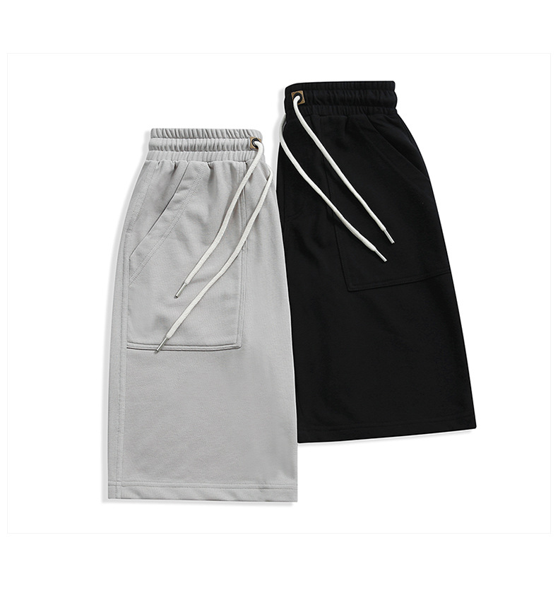 登爵男装 2023夏季新款重磅纯色毛圈卫裤男简约休闲五分裤中