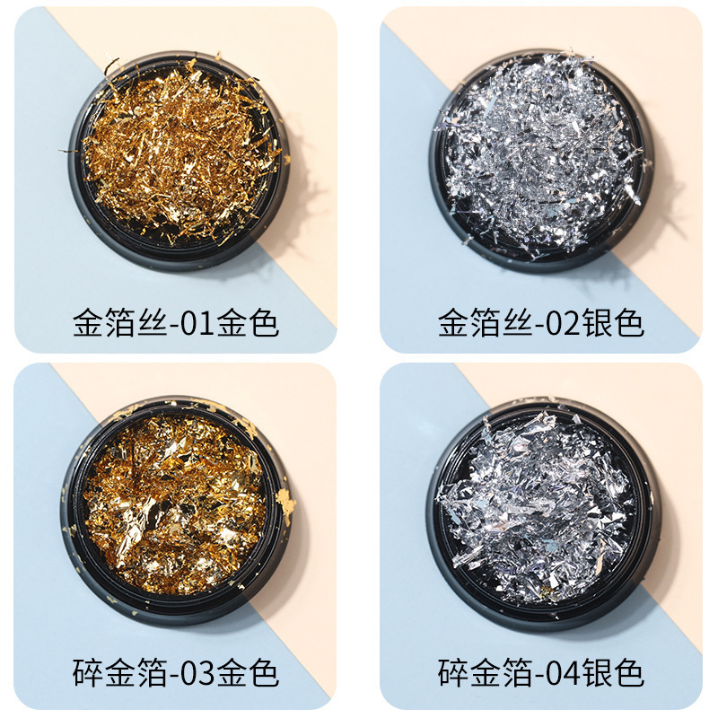 Manicure Gold Foil Paper Tin Foil Fragments 2025 New Platinum Paper Tin Foil Gold and Silver Foil Gold Foil Paper Nail Decorations