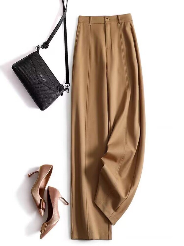In-Stock Goods! Exquisitely Tailored! Banana Pants King, Mid-Seam Suit-Style Workwear Pants, High-Waisted Wide-Leg Women's Straight Casual Pants