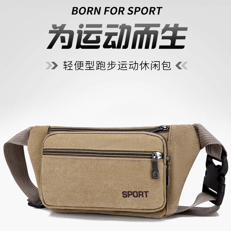 Canvas waist bag wholesale 2023 new fashion leisure multi-functional messenger bag site work business cash register waist bag