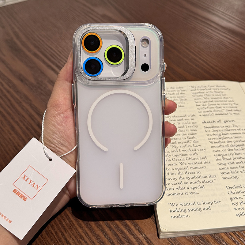 适用iPhone17promax手机壳磁吸金属镜头支架苹果16Pro保护壳镭射ip15手机套软胶14/13PM镭射奢华12潮外壳|undefined
