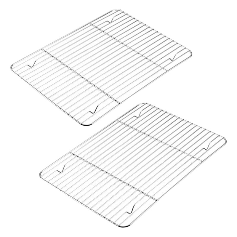 Cross-border Amazon flat square plate cooling rack baking bread grid steaming rack thickened 304 stainless steel grill rack