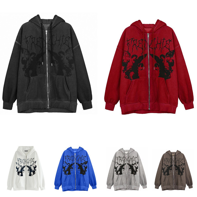Amazon Ebay European and American Women's Autumn and Winter Street Fashion Fashion Printed Loose Hooded Cardigan Sweatshirt Amazon Ebay European and American Women's Autumn and Winter Street Fashion Fashion Printed Loose Hooded Cardigan Sweatshirt