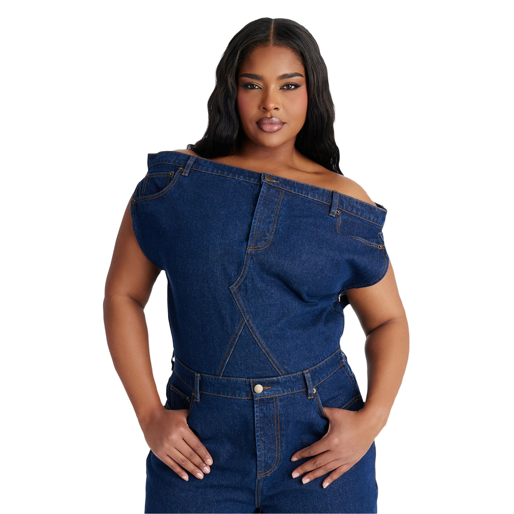 Women's Strapless Off-Shoulder Slim Fit Denim Jumpsuit Casual Fashion American Style New_ecoleips.com