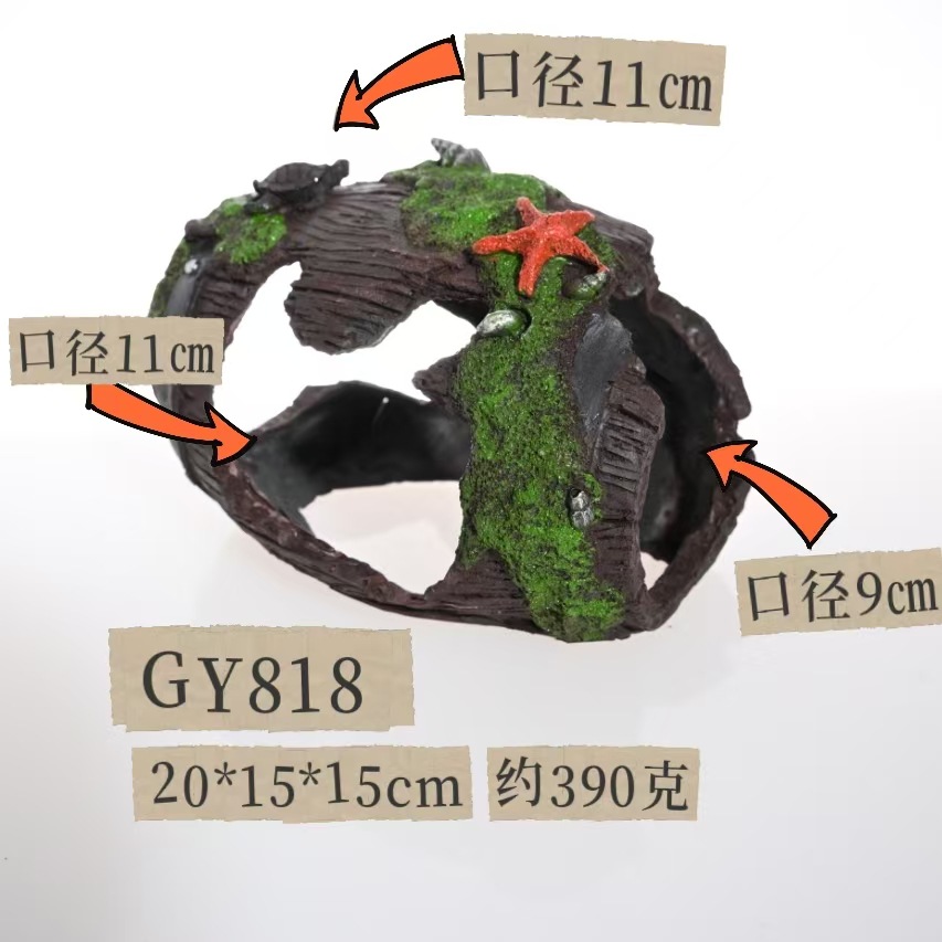 Pecera decoración de paisajismo barril de madera roto barril de vino arrastre mascota serpiente lagarto cueva acuario casa de refugio fábrica decoración hecha a mano